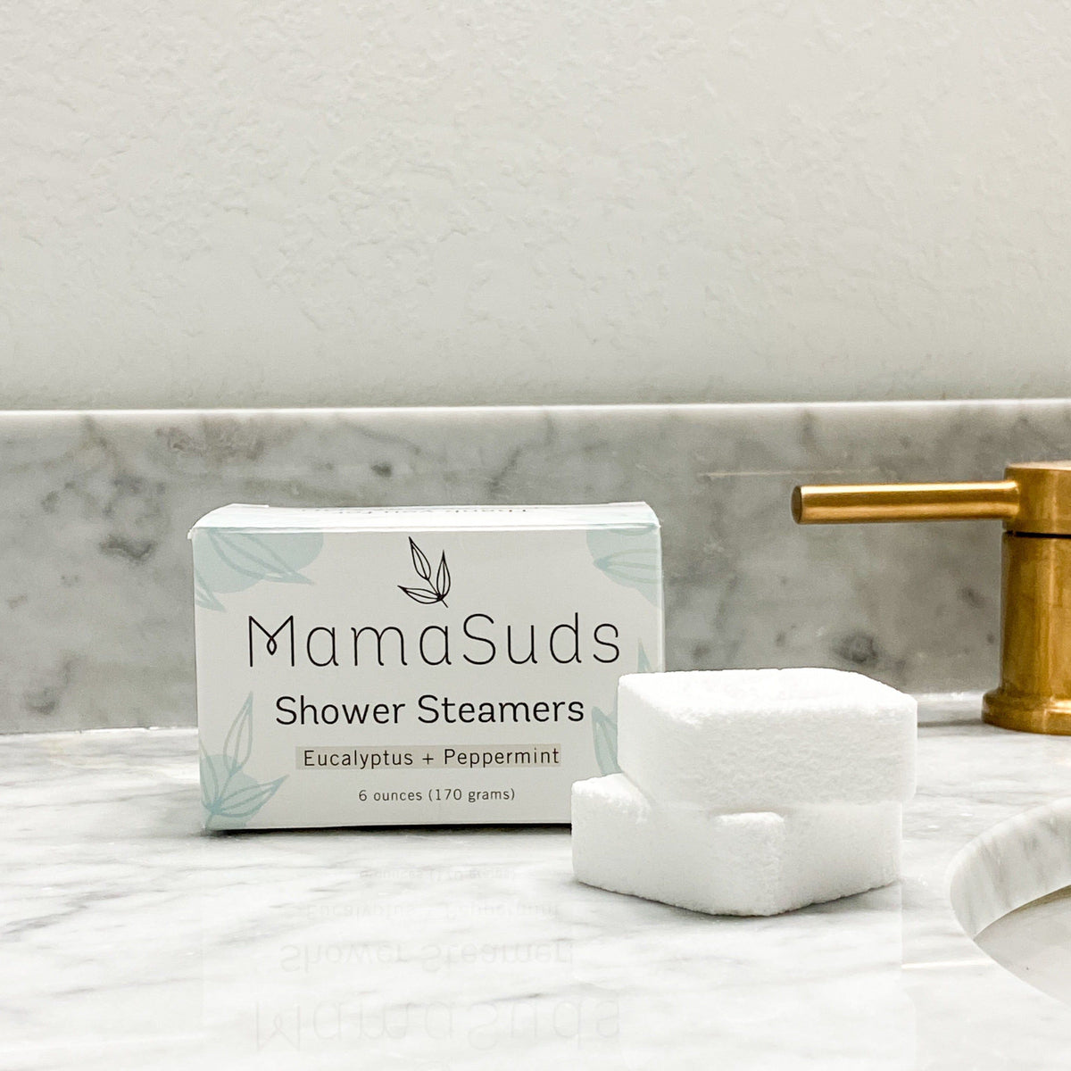 MamaSuds Shower Steamers on counter